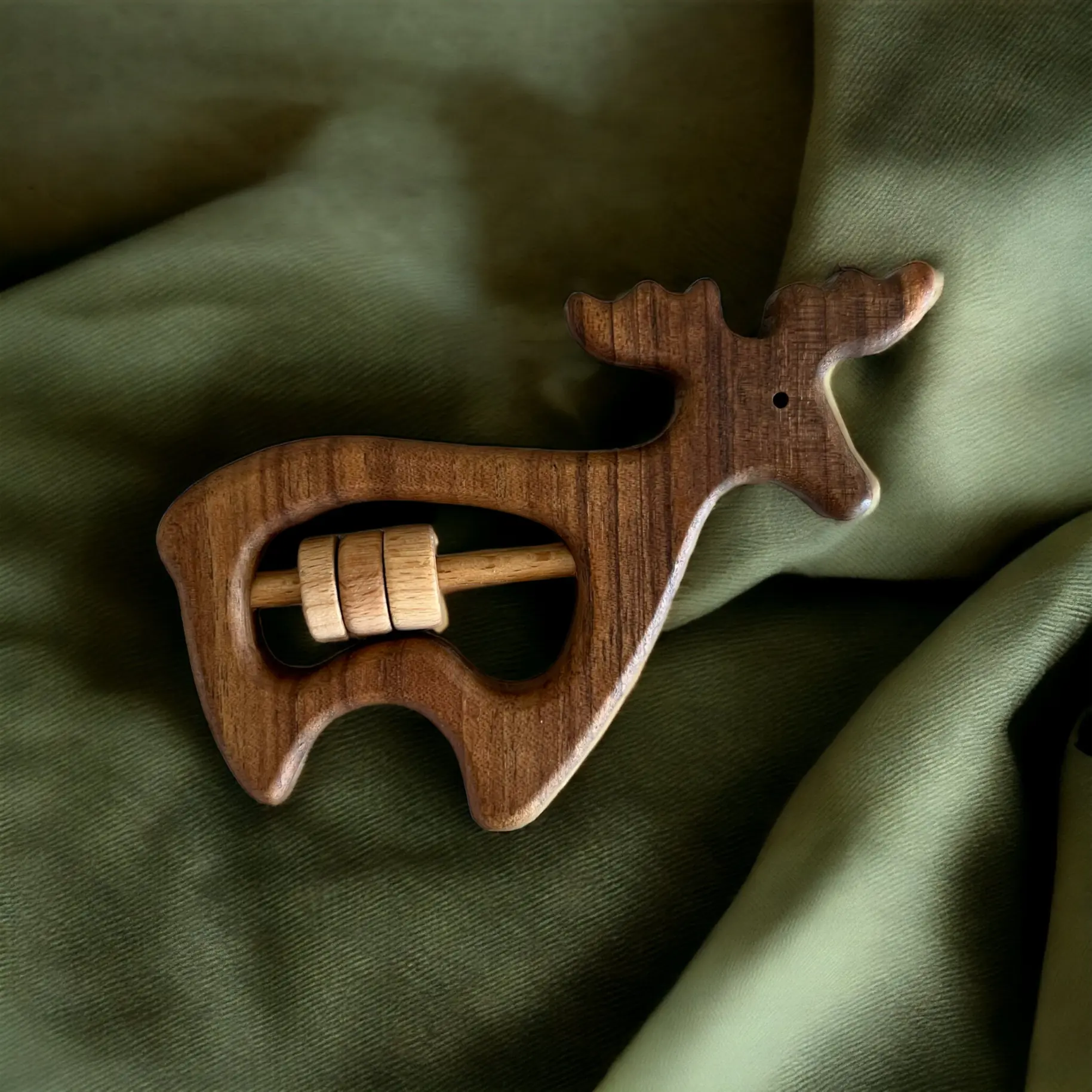 PhotoRoom_20230807_120633.webp Montessori Wooden Rattle toy Moose - Image 1